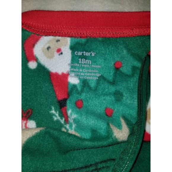 Carters Pajamas Baby 18 Mos Christmas One Piece Footed‎ Fleece - Picture 3 of 4